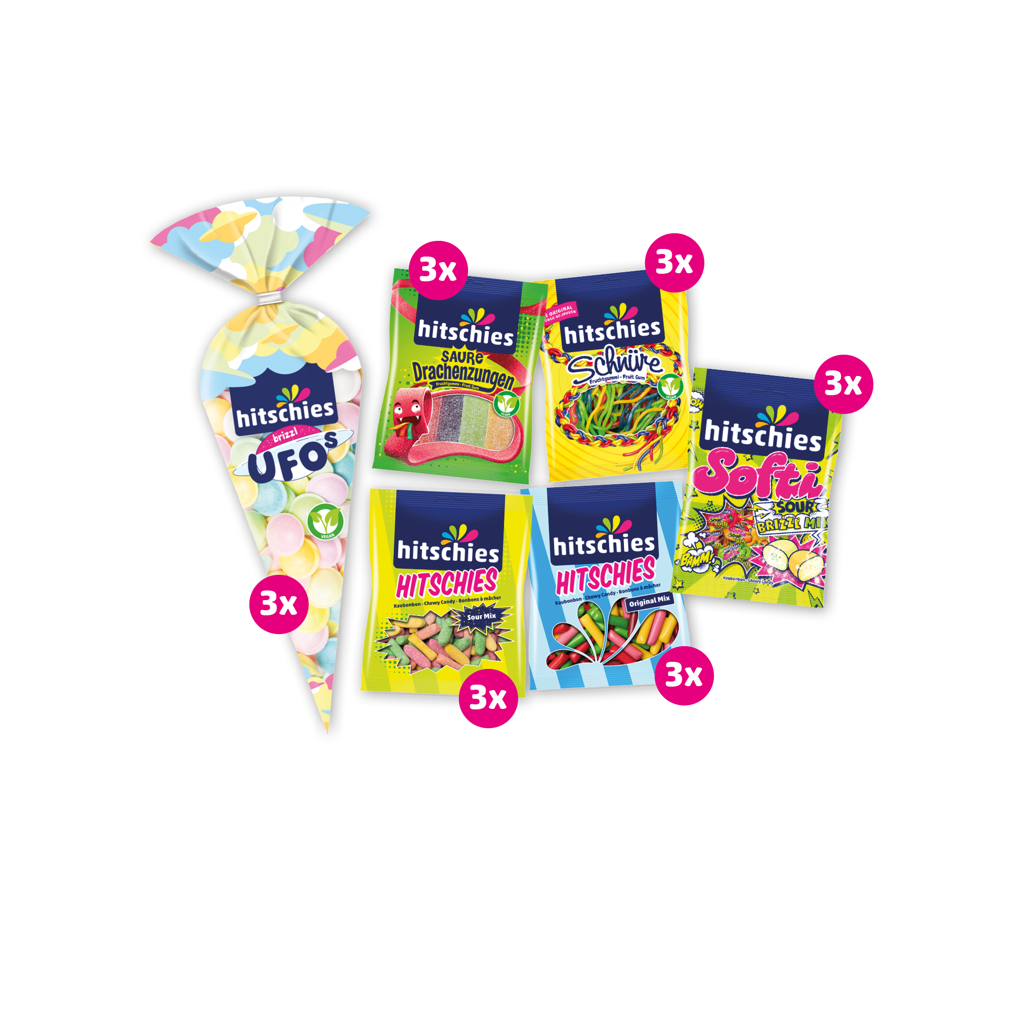 Buntes Bündel Candy Bar Süßigkeiten von hitschies