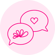 hitschies Icon Logo und Herz in pink in rosa Sprechblase