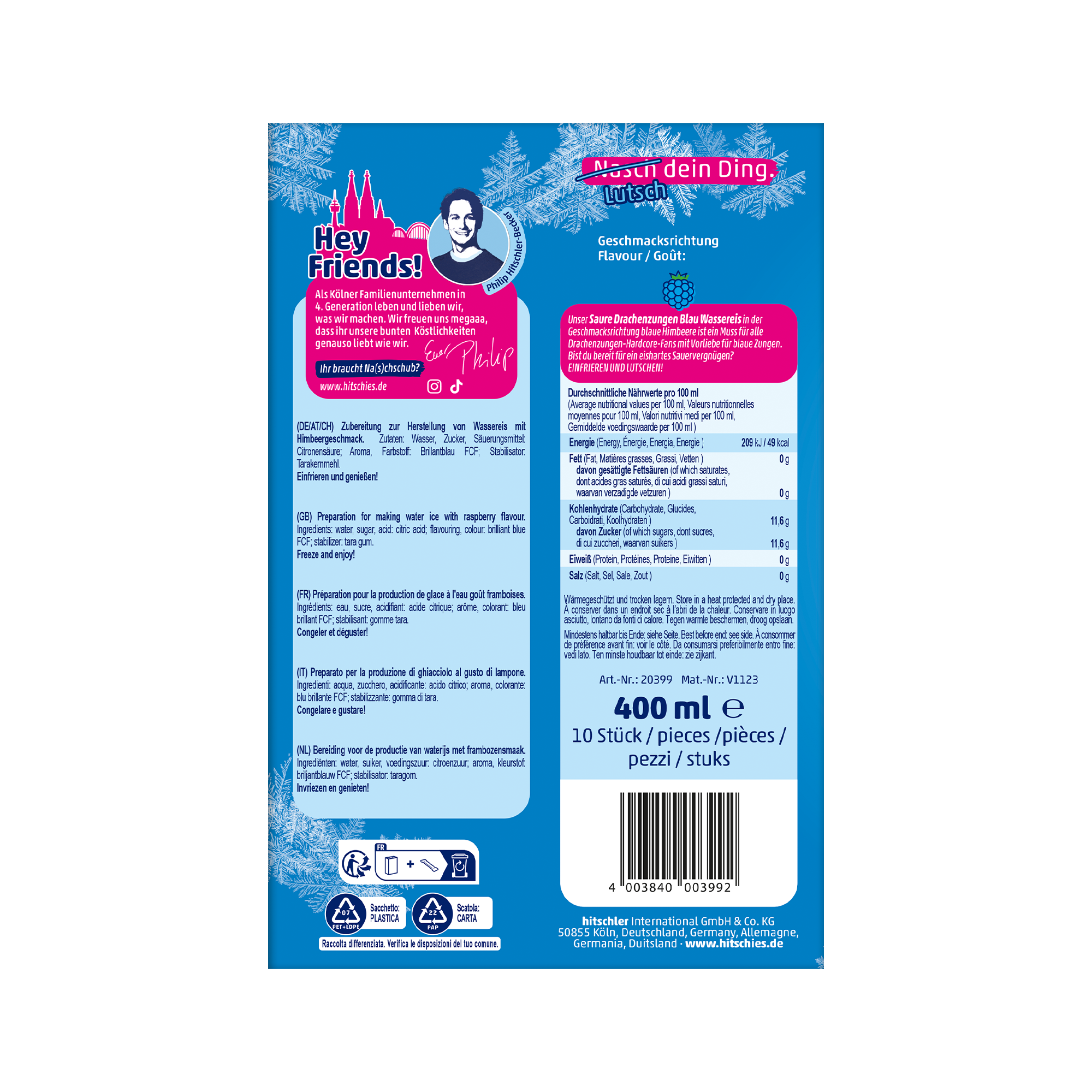 Saure Bleu Drachenzungen - Bonbons Hitschies - Délicieuses